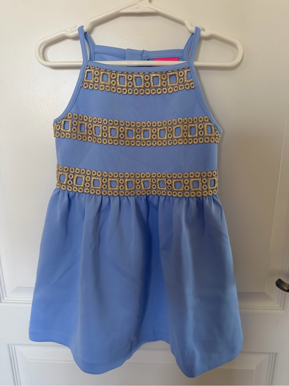 Lilly Pulitzer Girls Blue Embroidered Halter Dress
